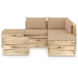 6-tlg. Garten-Lounge-Set mit Kissen Grün Imprägniertes Holz