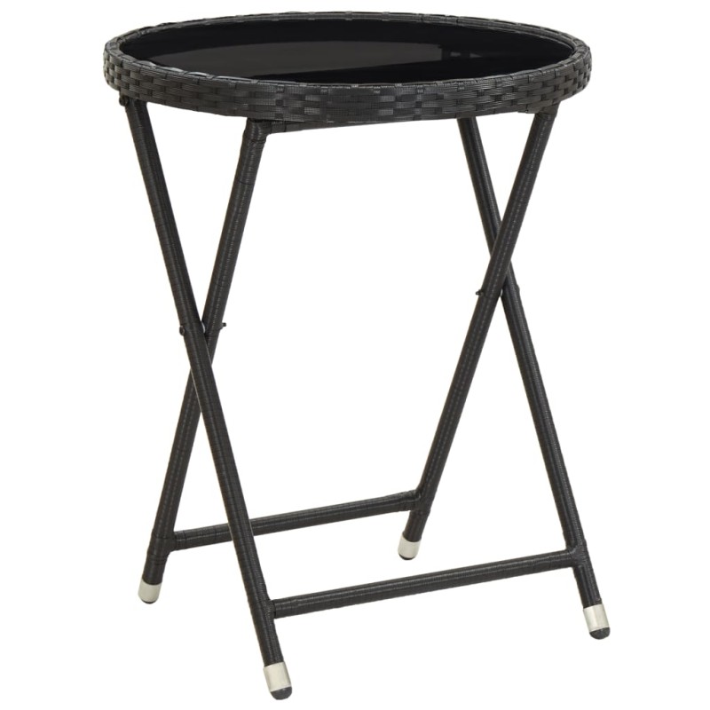 vidaXL Beistelltisch Schwarz 60 cm Poly Rattan und Hartglas vidaXL Beistelltisch Schwarz 60 cm Poly Rattan und Hartglas