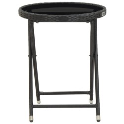 vidaXL Beistelltisch Schwarz 60 cm Poly Rattan und Hartglas