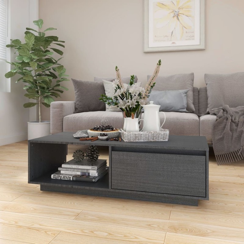 Couchtisch Grau 110x50x33,5 cm Massivholz Kiefer Couchtisch Grau 110x50x33,5 cm Massivholz Kiefer