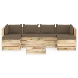 7-tlg. Garten-Lounge-Set mit Kissen Grün Imprägniertes Holz