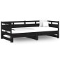 Tagesbett Ausziehbar Schwarz Massivholz Kiefer 2x(80x200) cm Tagesbett Ausziehbar Schwarz Massivholz Kiefer 2x(80x200) cm