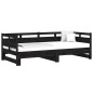 Tagesbett Ausziehbar Schwarz Massivholz Kiefer 2x(80x200) cm Tagesbett Ausziehbar Schwarz Massivholz Kiefer 2x(80x200) cm