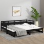Tagesbett Ausziehbar Schwarz Massivholz Kiefer 2x(80x200) cm Tagesbett Ausziehbar Schwarz Massivholz Kiefer 2x(80x200) cm