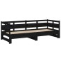 Tagesbett Ausziehbar Schwarz Massivholz Kiefer 2x(80x200) cm Tagesbett Ausziehbar Schwarz Massivholz Kiefer 2x(80x200) cm