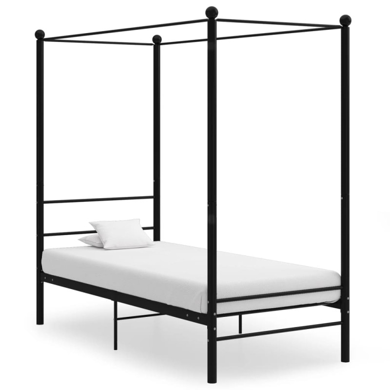 vidaXL Himmelbett Schwarz Metall 90x200 cm vidaXL Himmelbett Schwarz Metall 90x200 cm