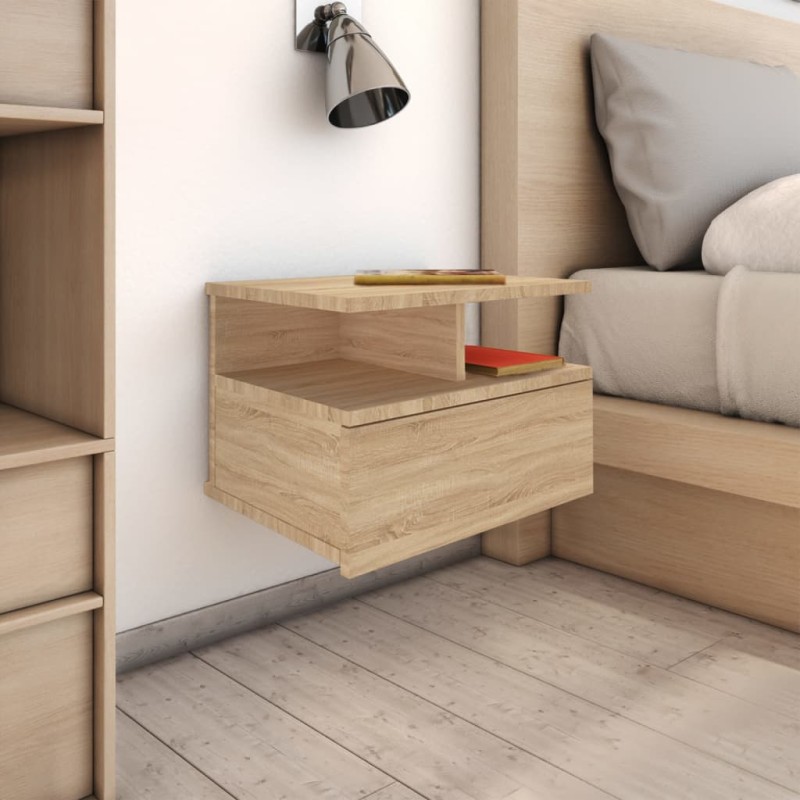 Nachttische 2Stk. Hängend Sonoma-Eiche 40x31x27cm Holzwerkstoff Nachttische 2Stk. Hängend Sonoma-Eiche 40x31x27cm Holzwerkstoff
