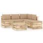 6-tlg. Garten-Lounge-Set mit Kissen Grün Imprägniertes Holz 6-tlg. Garten-Lounge-Set mit Kissen Grün Imprägniertes Holz
