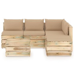 6-tlg. Garten-Lounge-Set mit Kissen Grün Imprägniertes Holz