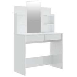 Schminktisch mit Spiegel Hochglanz-Weiß 96x40x142 cm