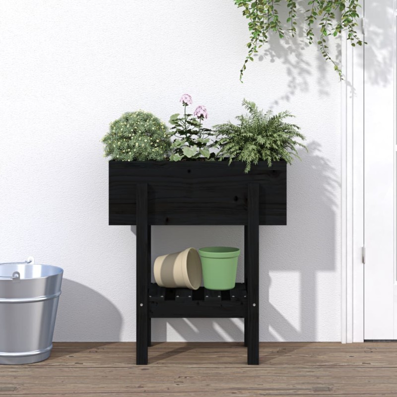 vidaXL Pflanzkübel Schwarz 62x30x69 cm Massivholz Kiefer vidaXL Pflanzkübel Schwarz 62x30x69 cm Massivholz Kiefer