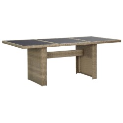 vidaXL Garten-Esstisch Braun 200x100x74 cm Glas und Poly Rattan 