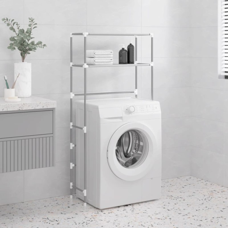 Waschmaschinenregal 2 Ablagen Grau 69x28x143 cm Eisen Waschmaschinenregal 2 Ablagen Grau 69x28x143 cm Eisen