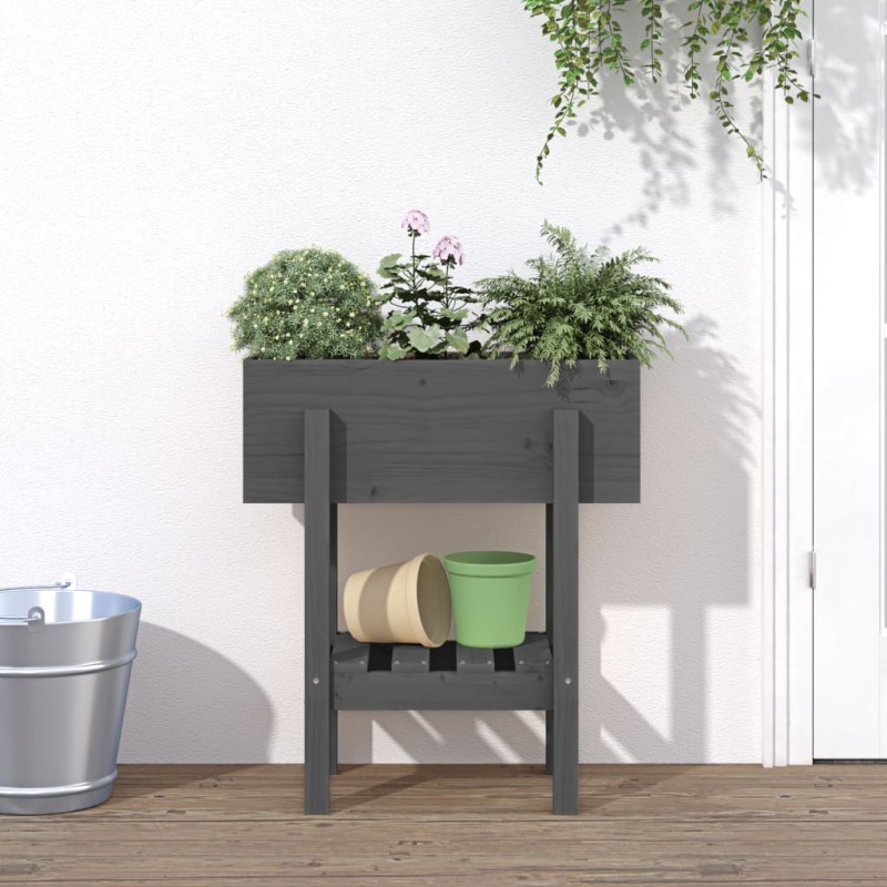 vidaXL Pflanzkübel Grau 62x30x69 cm Massivholz Kiefer vidaXL Pflanzkübel Grau 62x30x69 cm Massivholz Kiefer