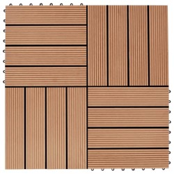 Terrassenfliesen 11 Stück WPC 30 x 30 cm 1 qm Teakholzfarbe