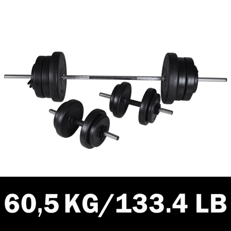 vidaXL Langhantel + 2 Kurzhantel Set 60,5kg vidaXL Langhantel + 2 Kurzhantel Set 60,5kg
