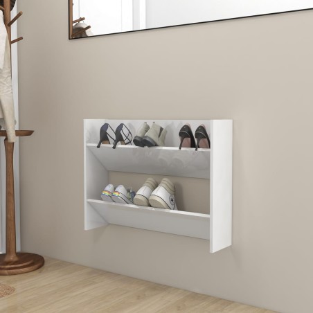 Wand-Schuhschrank Hochglanz-Weiß 80x18x60 cm Holzwerkstoff