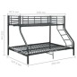 vidaXL Etagenbettgestell Schwarz Metall 140x200 cm/90x200 cm 