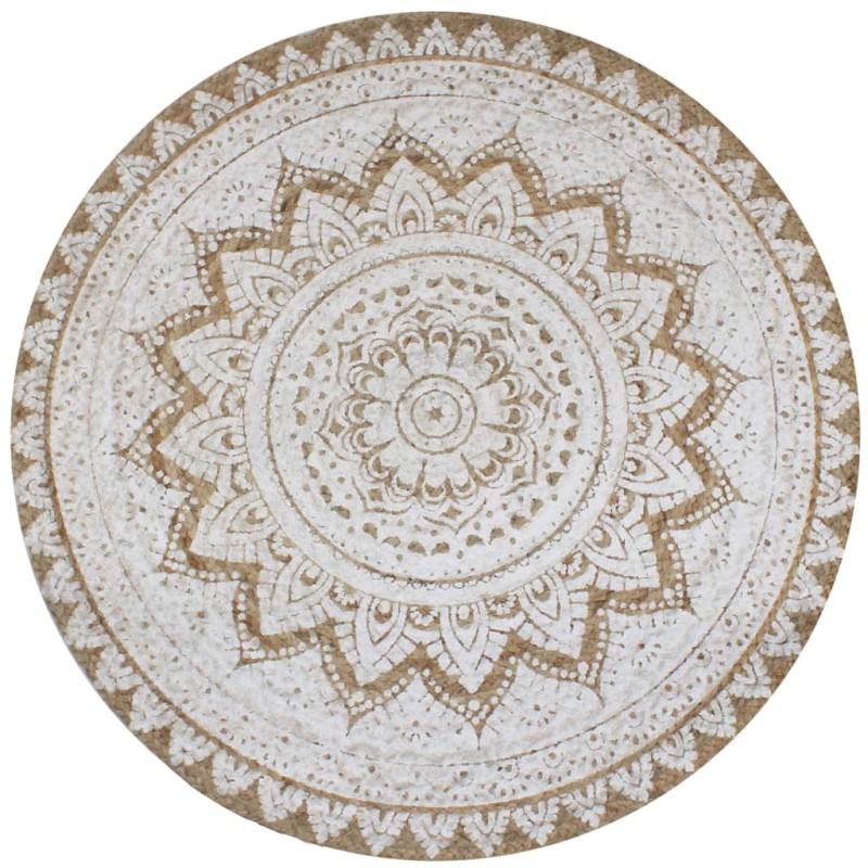 Teppich Jute Geflochten Bedruckt 150 cm Rund Teppich Jute Geflochten Bedruckt 150 cm Rund
