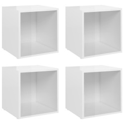 vidaXL TV-Schränke 4 Stk. Hochglanz-Weiß 37x35x37 cm Holzwerkstoff