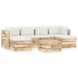 7-tlg. Garten-Lounge-Set mit Kissen Grün Imprägniertes Holz