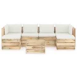 7-tlg. Garten-Lounge-Set mit Kissen Grün Imprägniertes Holz