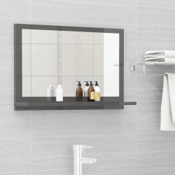 Badspiegel Hochglanz-Grau 60x10,5x37 cm Holzwerkstoff
