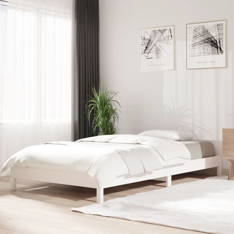 vidaXL Stapelbett Weiß 90x200 cm Massivholz Kiefer vidaXL Stapelbett Weiß 90x200 cm Massivholz Kiefer