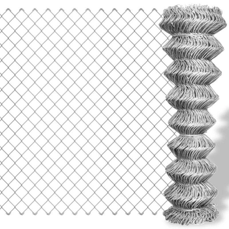 Maschendrahtzaun Verzinkter Stahl 25×1,25 m Silbern Maschendrahtzaun Verzinkter Stahl 25×1,25 m Silbern