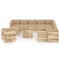 12-tlg. Garten-Lounge-Set mit Kissen Grün Imprägniertes Holz 12-tlg. Garten-Lounge-Set mit Kissen Grün Imprägniertes Holz