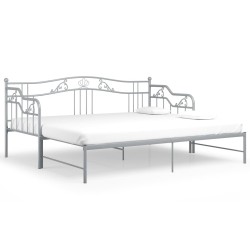 vidaXL Ausziehsofa Bettgestell Grau Metall 90x200 cm