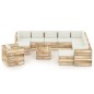 12-tlg. Garten-Lounge-Set mit Kissen Grün Imprägniertes Holz 12-tlg. Garten-Lounge-Set mit Kissen Grün Imprägniertes Holz