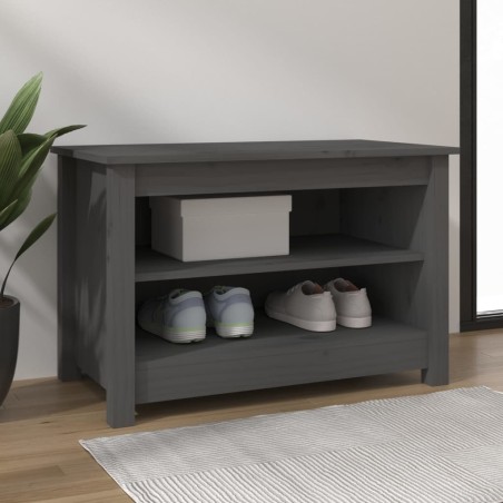 vidaXL Schuhbank Grau 70x38x45,5 cm Massivholz Kiefer