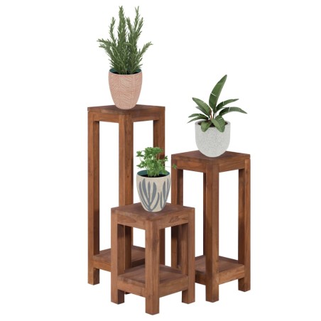 Pflanzenständer 3-tlg. Teak Massivholz