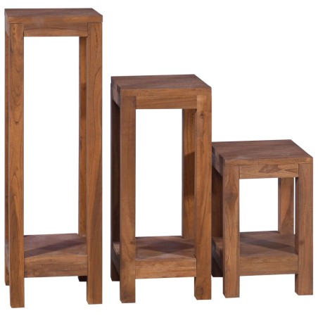 Pflanzenständer 3-tlg. Teak Massivholz