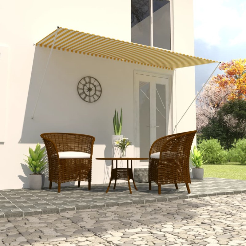 Einziehbare Markise 300×150 cm Gelb und Weiß Einziehbare Markise 300×150 cm Gelb und Weiß