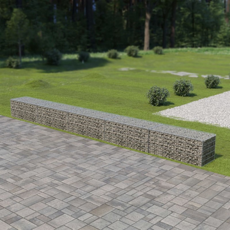 Gabionenwand mit Abdeckung Verzinkter Stahl 600×50×50 cm Gabionenwand mit Abdeckung Verzinkter Stahl 600×50×50 cm
