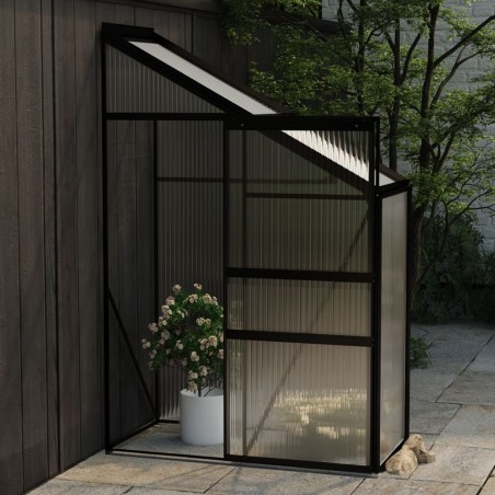 vidaXL Anlehngewächshaus Anthrazit Aluminium 1,44 m³
