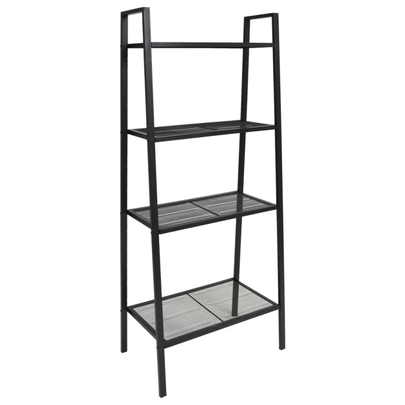 Leiter-Bücherregal 4 Ebenen Metall Schwarz Leiter-Bücherregal 4 Ebenen Metall Schwarz