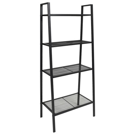 Leiter-Bücherregal 4 Ebenen Metall Schwarz