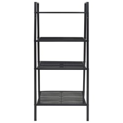 Leiter-Bücherregal 4 Ebenen Metall Schwarz