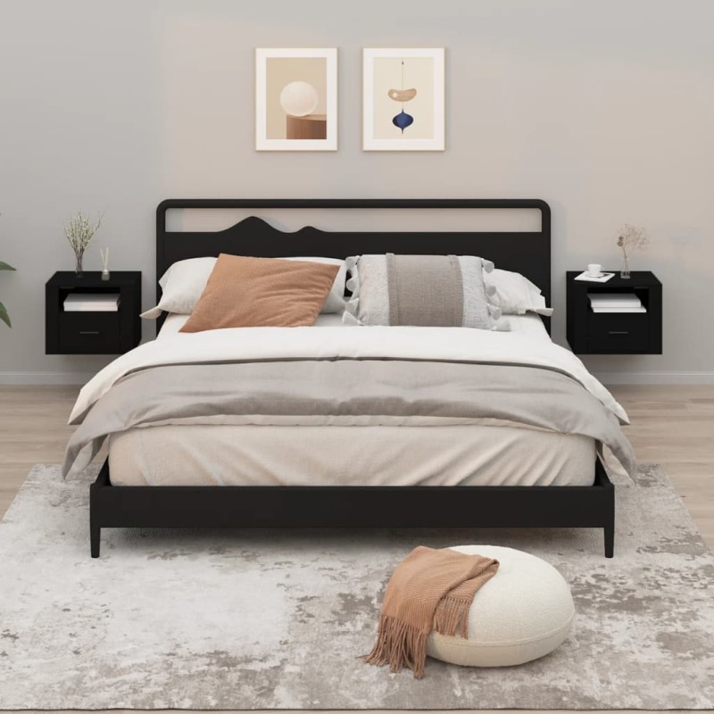 Wand-Nachttische 2 Stk. Schwarz 50x36x40 cm Wand-Nachttische 2 Stk. Schwarz 50x36x40 cm