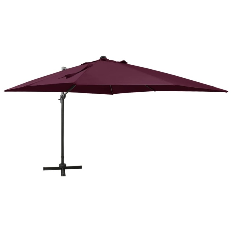 Ampelschirm mit Mast und LED Bordeauxrot 300 cm Ampelschirm mit Mast und LED Bordeauxrot 300 cm