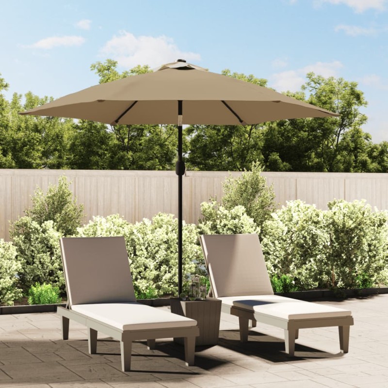 Sonnenschirm mit LED-Leuchten und Stahlmast 300 cm Taupe Sonnenschirm mit LED-Leuchten und Stahlmast 300 cm Taupe
