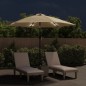 Sonnenschirm mit LED-Leuchten und Stahlmast 300 cm Taupe Sonnenschirm mit LED-Leuchten und Stahlmast 300 cm Taupe