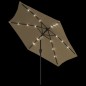 Sonnenschirm mit LED-Leuchten und Stahlmast 300 cm Taupe Sonnenschirm mit LED-Leuchten und Stahlmast 300 cm Taupe