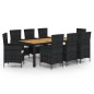 9-tlg. Garten-Essgruppe mit Kissen Poly Rattan Schwarz 9-tlg. Garten-Essgruppe mit Kissen Poly Rattan Schwarz