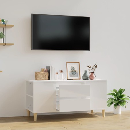 vidaXL TV-Schrank Hochglanz-Weiß 102x44,5x50 cm Holzwerkstoff