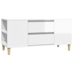 vidaXL TV-Schrank Hochglanz-Weiß 102x44,5x50 cm Holzwerkstoff