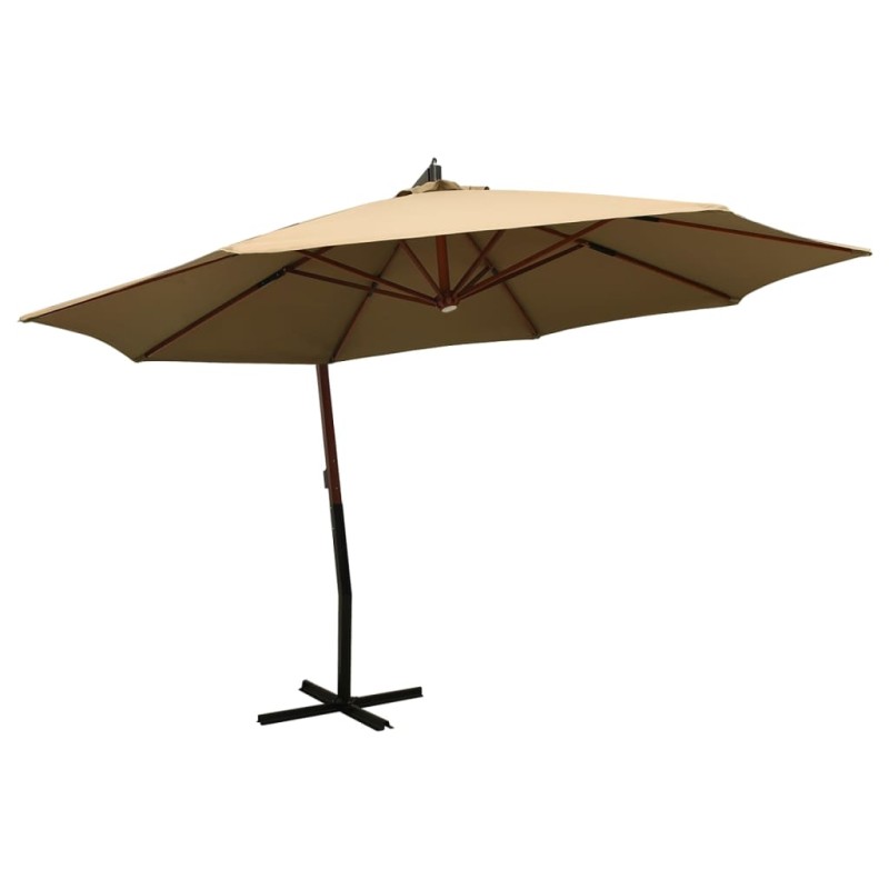 Ampelschirm mit Holzmast 350 cm Taupe Ampelschirm mit Holzmast 350 cm Taupe